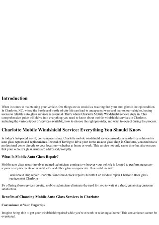 Charlotte Mobile Windshield Service: Everything You Should Know