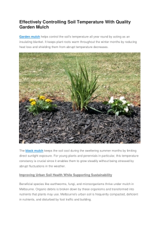 Effectively Controlling Soil Temperature With Quality Garden Mulch