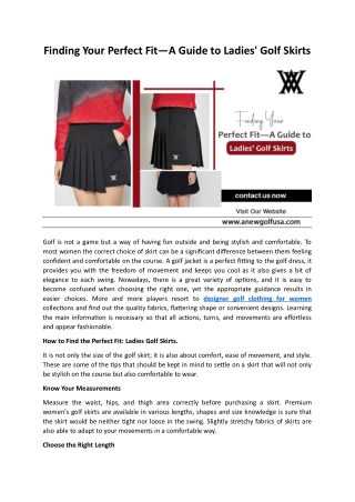 Finding Your Perfect Fit A Guide to Ladies' Golf Skirts