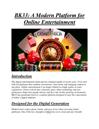 BK33 A Modern Platform for Online Entertainment