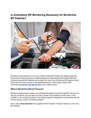 Is Ambulatory BP Monitoring Necessary for Borderline BP Patients