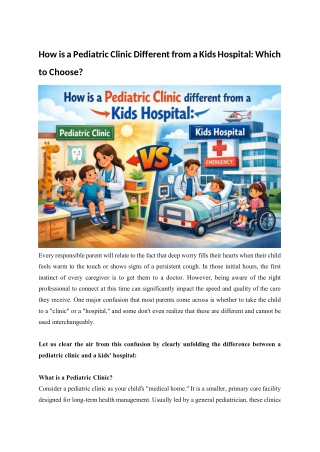 Pediatric Clinic vs Kids Hospital Key Differences Every Parent Should Know