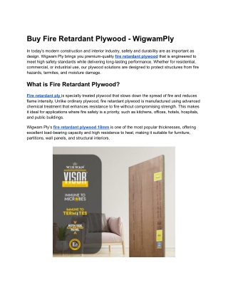 Buy Fire Retardant Plywood - WigwamPly