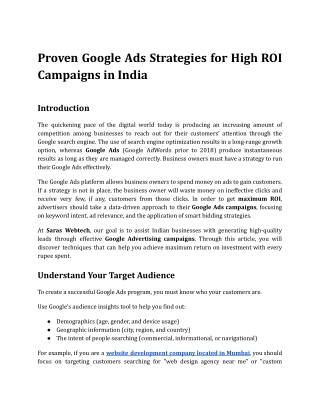 Proven Google Ads Strategies for High ROI Campaigns in India