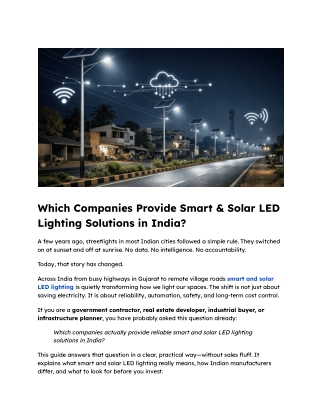 Which Companies Provide Smart & Solar LED Lighting Solutions in India_