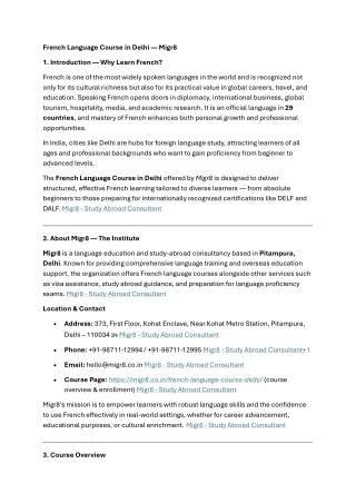 French Language Course in Delhi