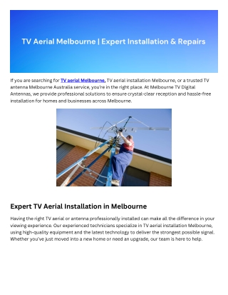 tv aerial installation melbourne