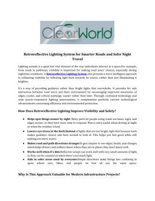 Retroreflective Lighting System for Smarter Roads and Safer Night Travel