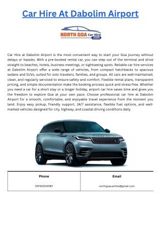 Car Hire At Dabolim Airport