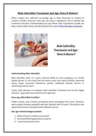 Male Infertility Treatment and Age Does It Matter
