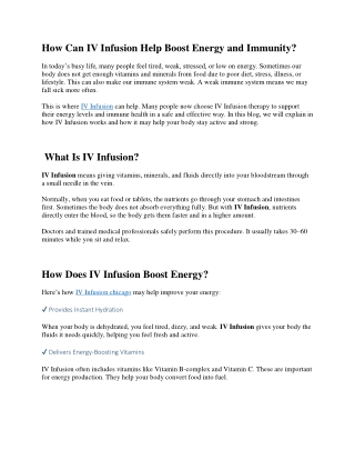 How Can IV Infusion Help Boost Energy and Immunity