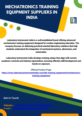 Mechatronics Training Equipment Suppliers In India.