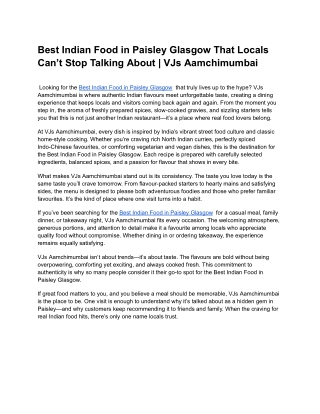 Best Indian Food in Paisley Glasgow That Locals Can’t Stop Talking About _ VJs Aamchimumbai