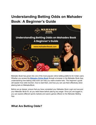 Understanding Betting Odds on Mahadev Book A Beginner’s Guide