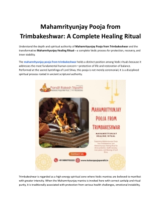 Mahamrityunjay Pooja from Trimbakeshwar_ A Complete Healing Ritual