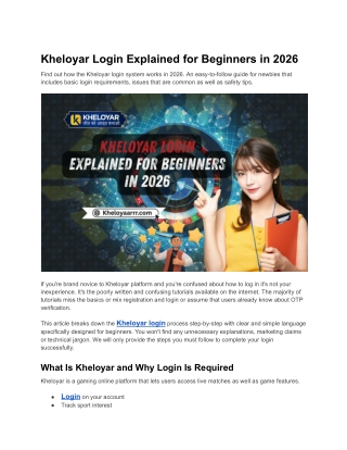 Kheloyar Login Explained for Beginners in 2026