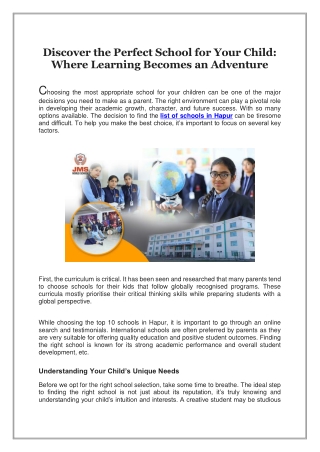 Discover the Perfect School for Your Child, Where Learning Becomes an Adventure