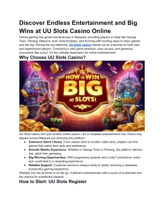 Discover Endless Entertainment and Big Wins at UU Slots Casino Online