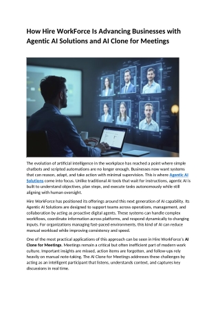 How Hire WorkForce Is Advancing Businesses With Agentic AI Solutions and AI Clone for Meetings