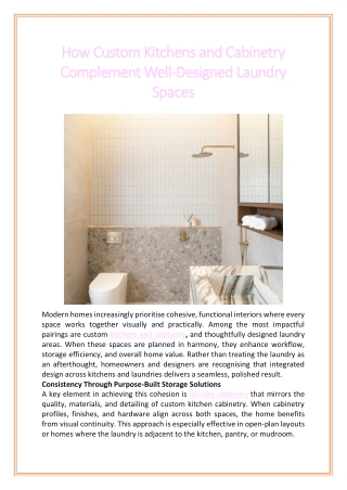 How Custom Kitchens and Cabinetry Complement Well-Designed Laundry Spaces