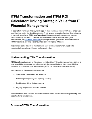 ITFM Transformation and ITFM ROI Calculator_ Driving Strategic Value from IT Financial Management
