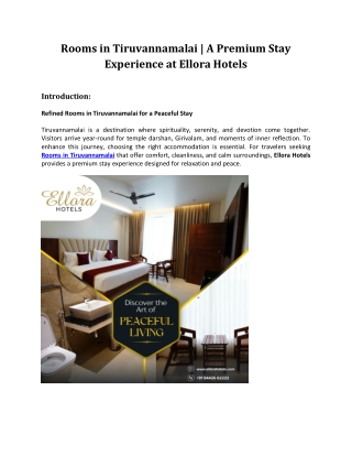 Premium Rooms in Tiruvannamalai elloraHotels