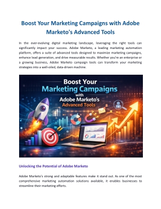 Boost Your Marketing Campaigns with Adobe Marketo's Advanced Tools