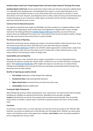 Jewellery Repairs Gold Coast Fixing Snapped Chains and Faulty Clasps Instead of Throwing Them Away.