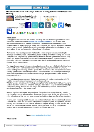 Movers and Packers in Kalkaji: Reliable Shifting Services