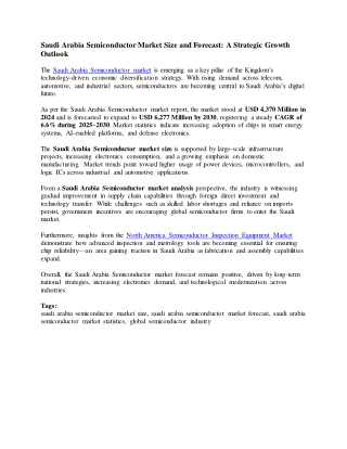 Saudi Arabia Semiconductor Market Size and Forecast: A Strategic Growth Outlook