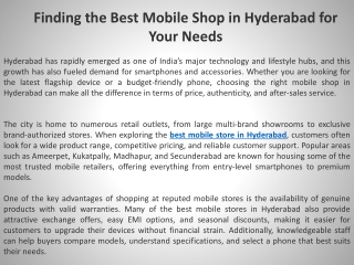 Finding the Best Mobile Shop in Hyderabad for Your Needs