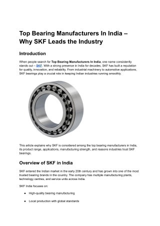 Top Bearing Manufacturers In India