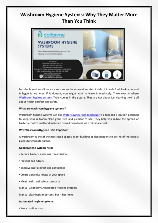 Washroom hygiene systems