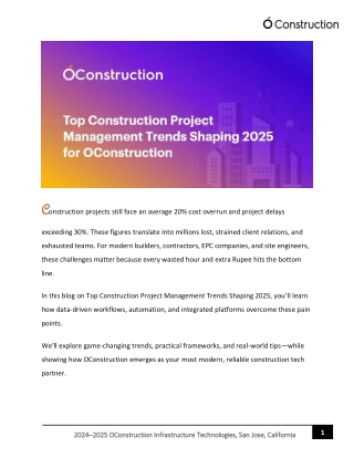 Top Construction Project Management Trends Shaping 2025 for OConstruction