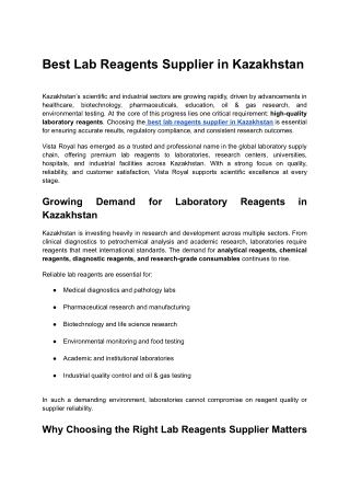 13. Best Lab Reagents Supplier in Kazakhstan