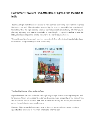 How Smart Travelers Find Affordable Flights from New York to India | Best Airfar