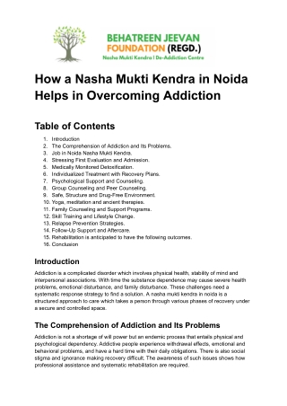 Nasha Mukti Kendra in Noida