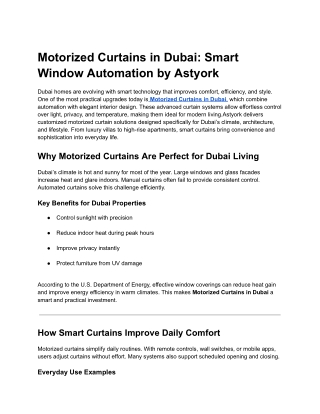 Motorized Curtains in Dubai | Custom Smart Curtains by Astyork