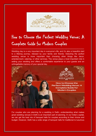 How to Choose Perfect Wedding Venue and Banquet halls Delhi