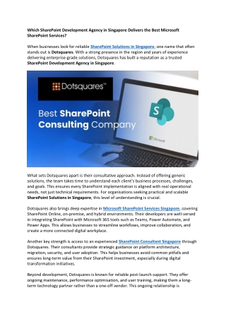 Which SharePoint Development Agency in Singapore Delivers the Best Microsoft SharePoint Services