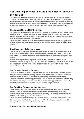 Car Detailing Service: The One-Stop Shop to Take Care of Your Car