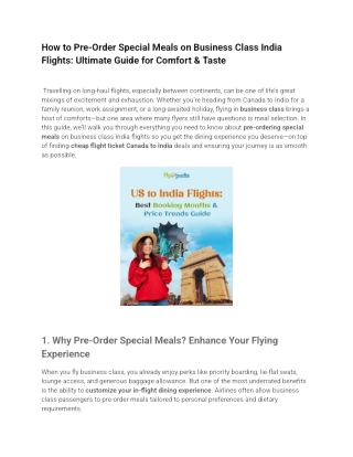 How to Pre-Order Special Meals on Business Class India Flights | Canada–India Tr