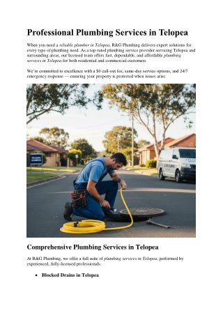 Trusted Plumber in Telopea offering reliable plumbing services, expert repairs