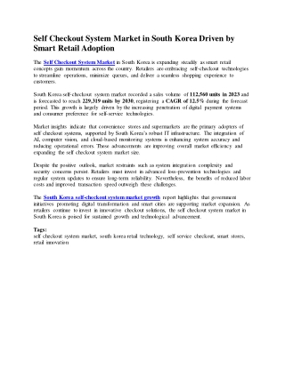 Self Checkout System Market in South Korea Driven by Smart Retail Adoption