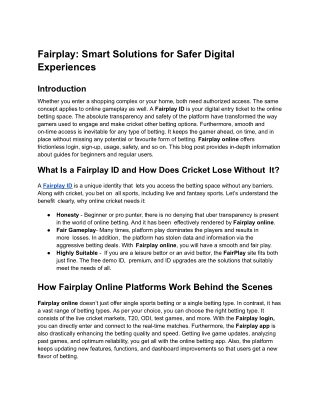 Fairplay: Smart Solutions for Safer Digital Experiences
