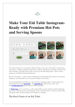 Make Your Eid Table Instagram-Ready with Premium Hot Pots and Serving Spoons