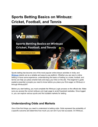 Sports Betting Basics on Winbuzz Cricket, Football, and Tennis