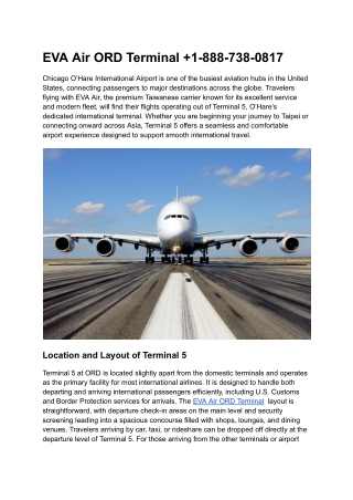 EVA Air ORD Terminal  1-888-738-0817