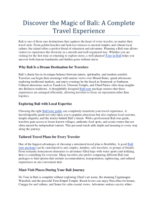 Discover the Magic of Bali