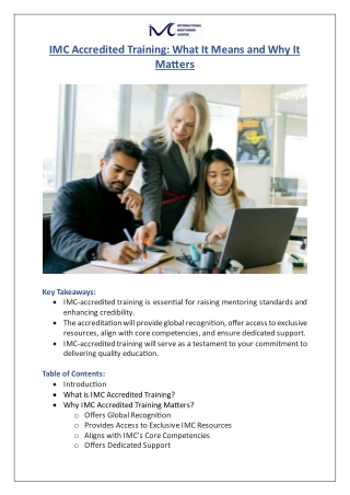 What is IMC Accredited Training & Why It Matters?